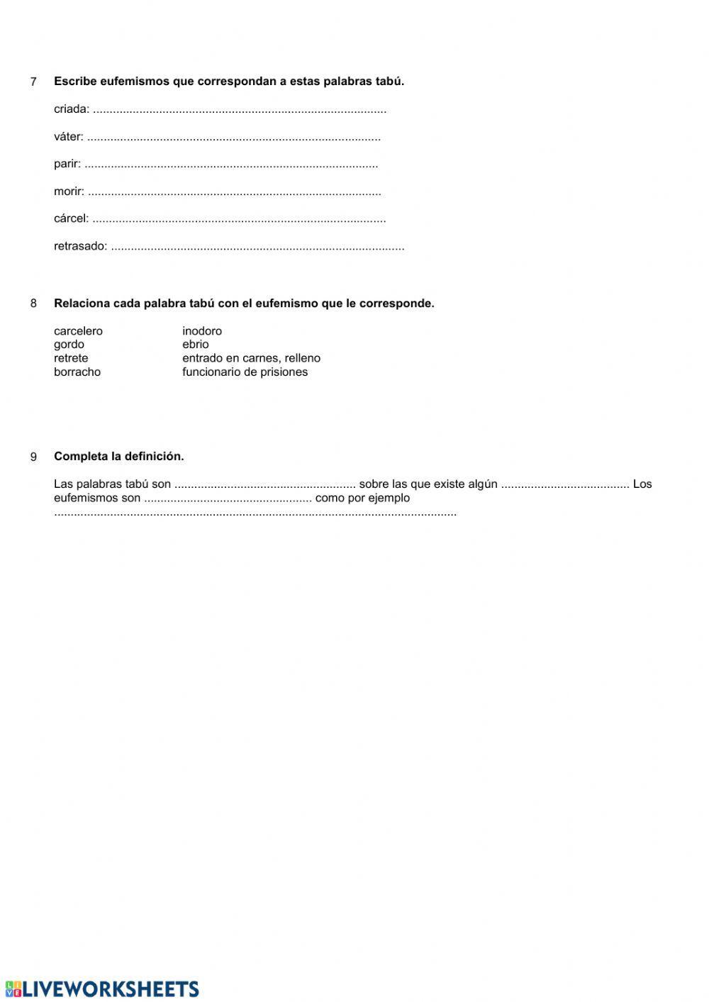 Palabras tabú y eufemismos