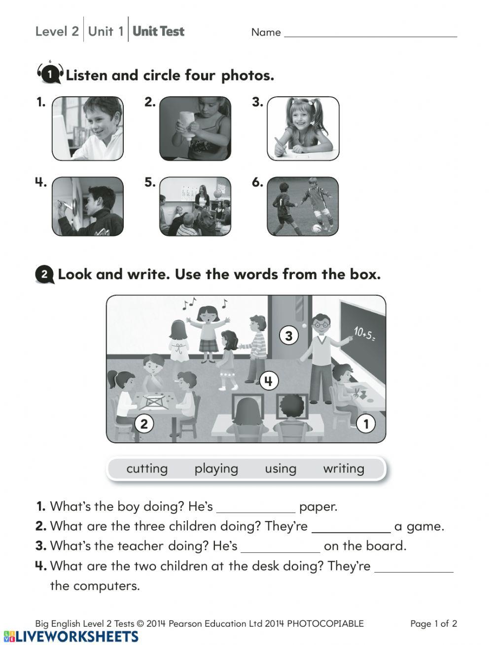 Big English test unit 1