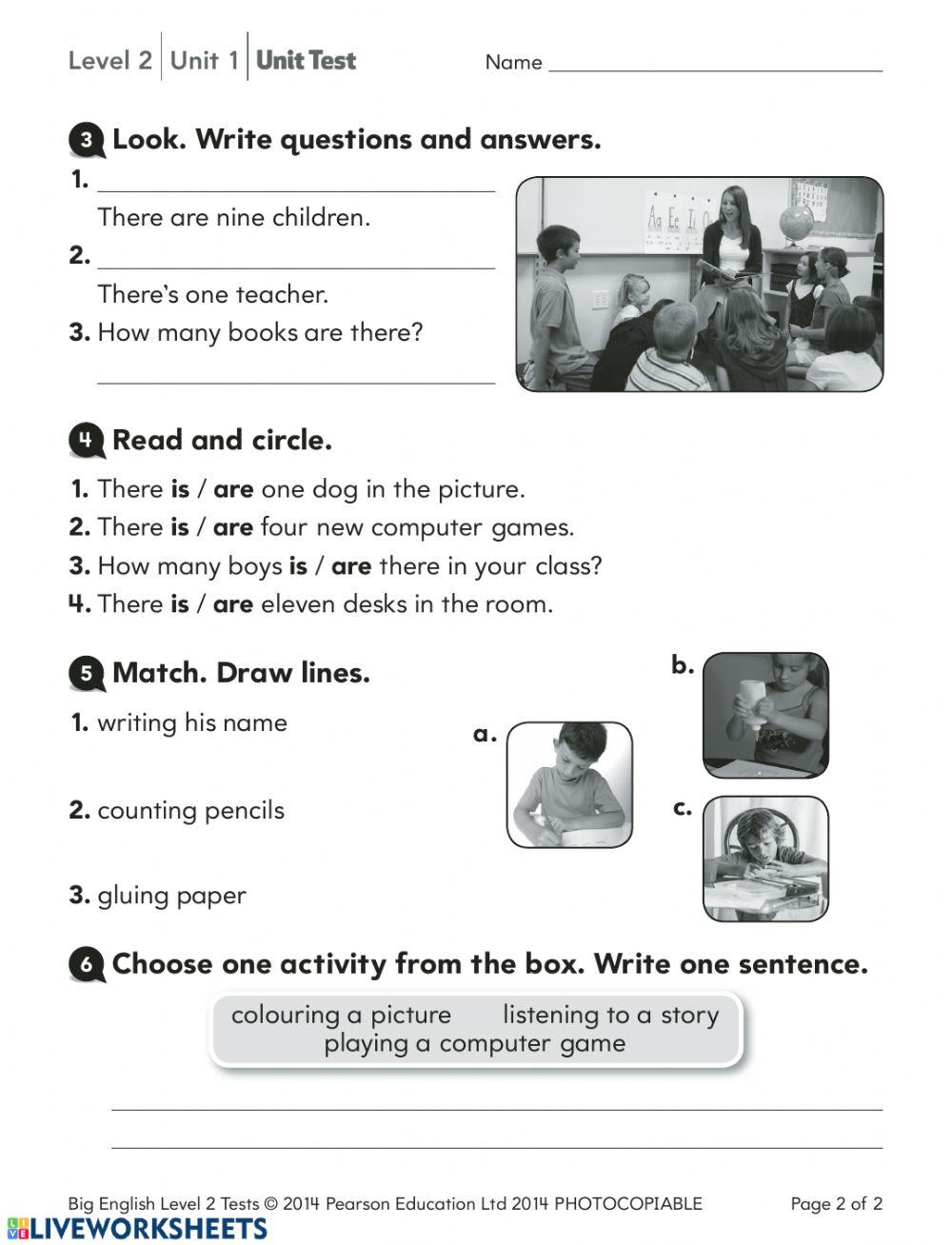 Big English test unit 1