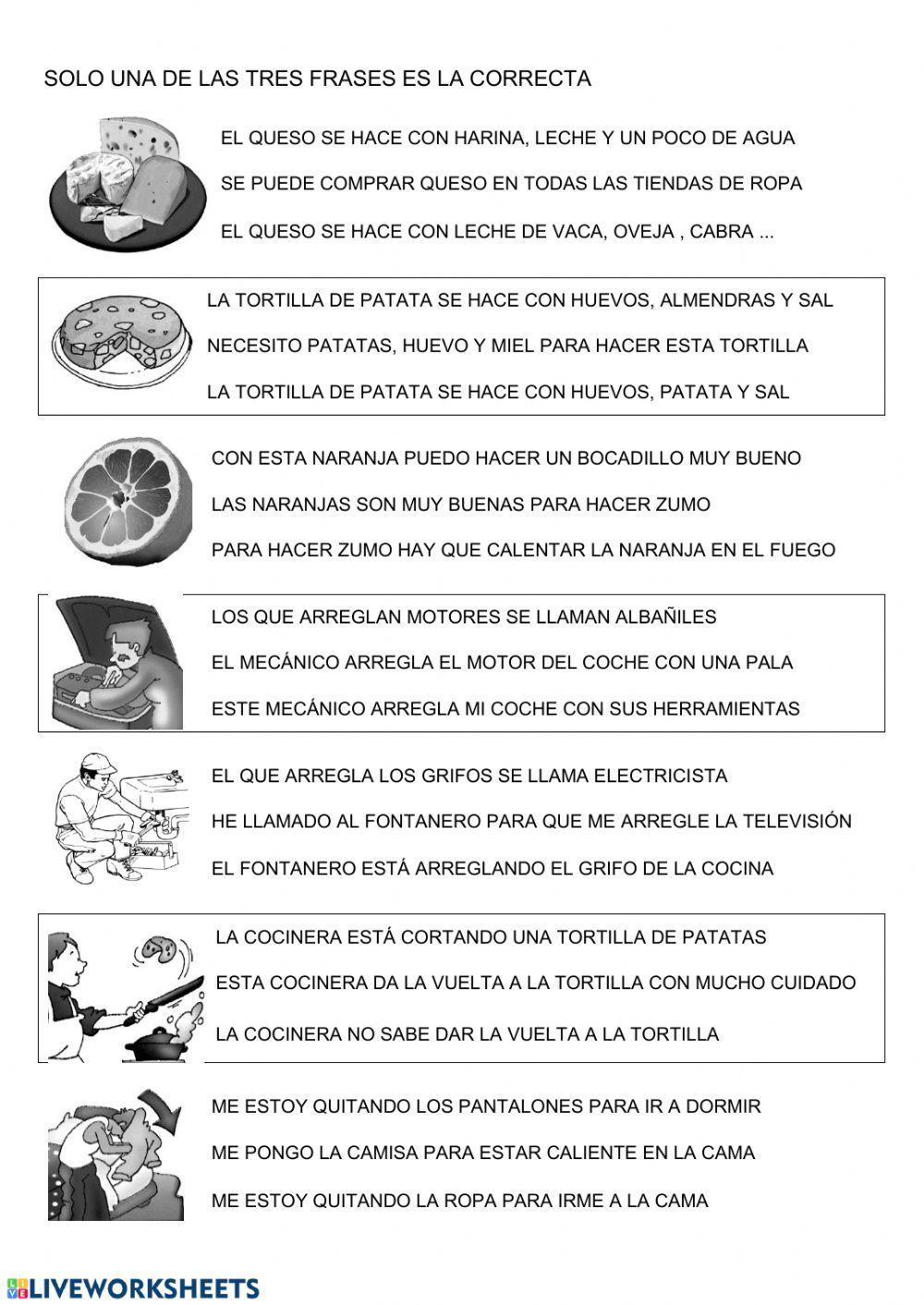 Relacionar imagen con oración.