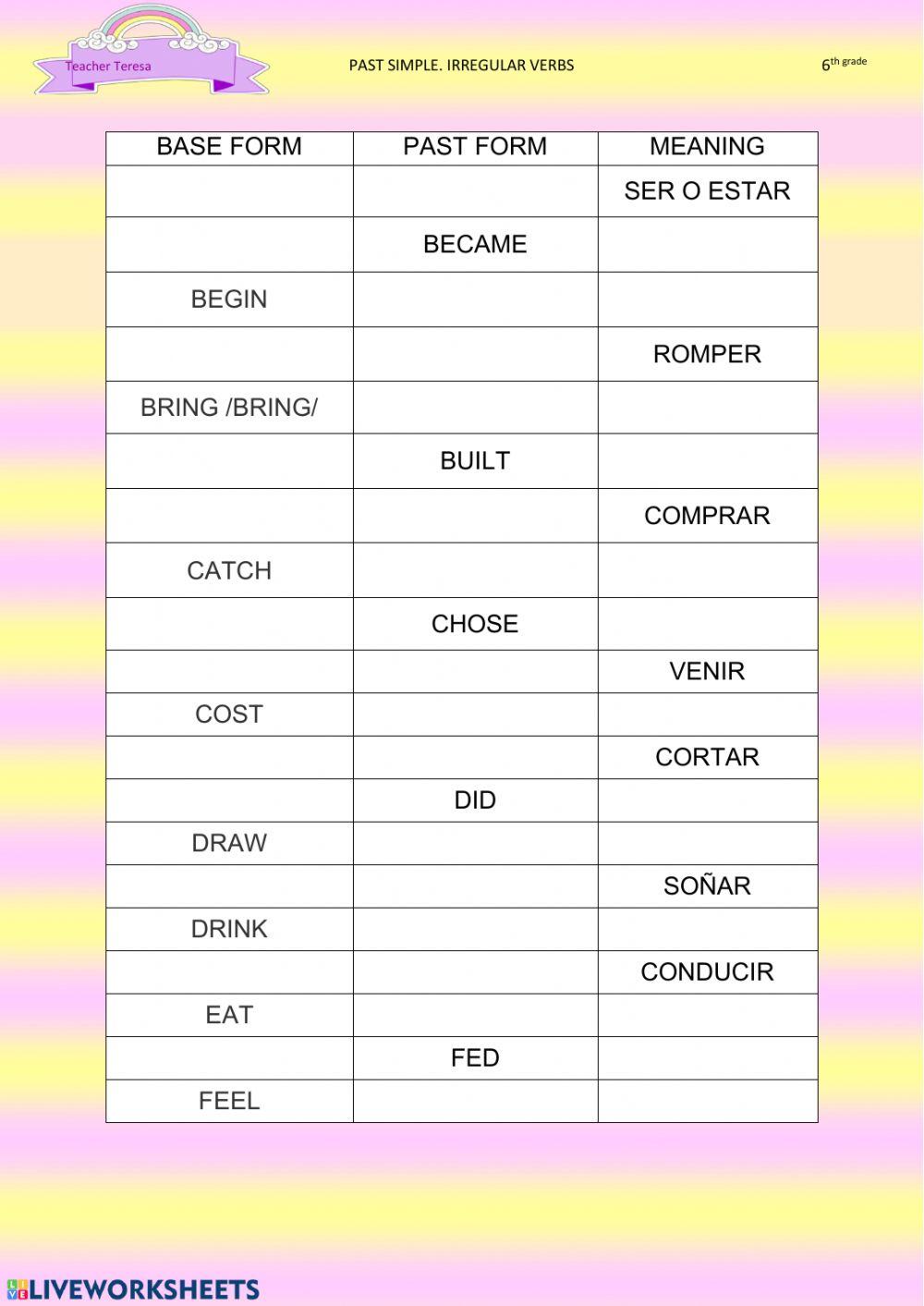 Irregular verbs