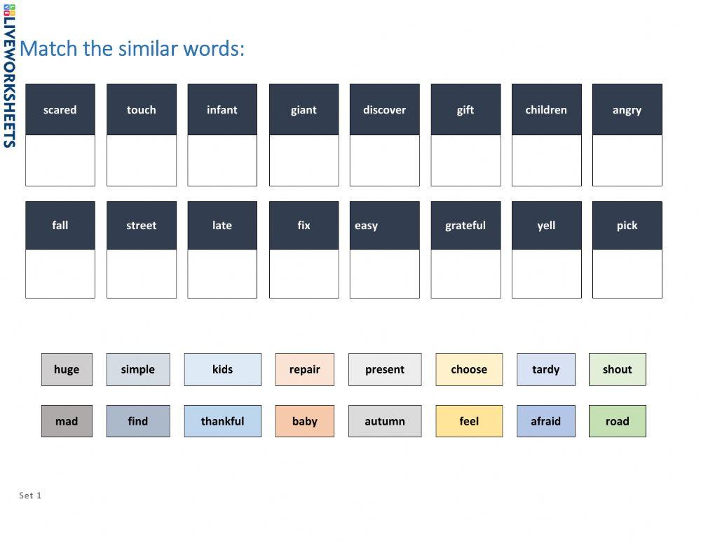 Synonym Set 3 And 4 Drag Drop Worksheet Live Worksheets synonym-set-3-and-4-drag-drop-worksheet-live-worksheets