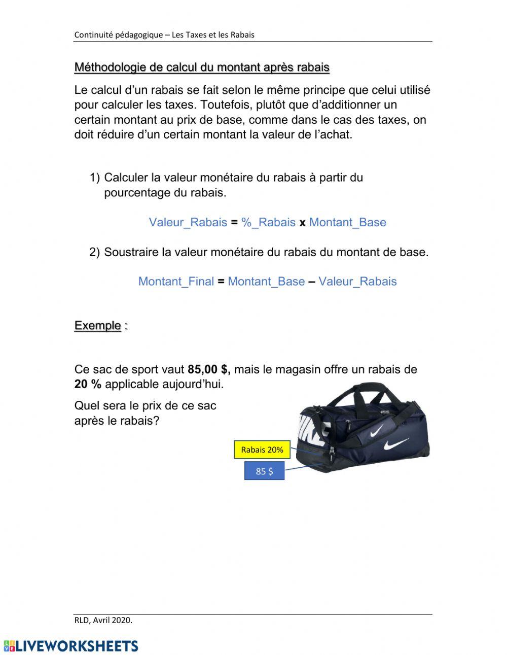 Les taxes et les rabais