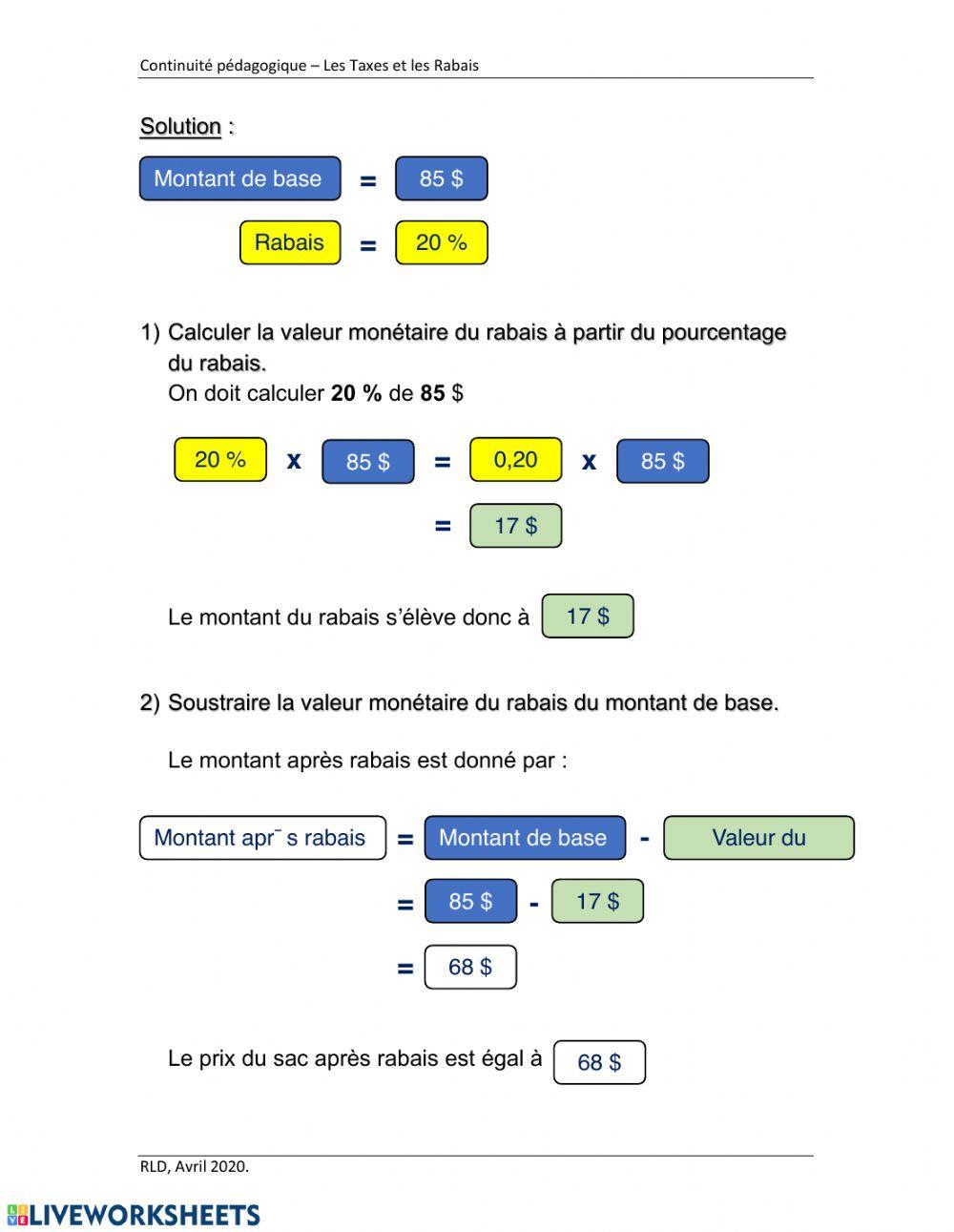 Les taxes et les rabais