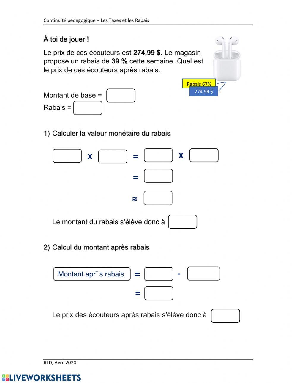 Les taxes et les rabais