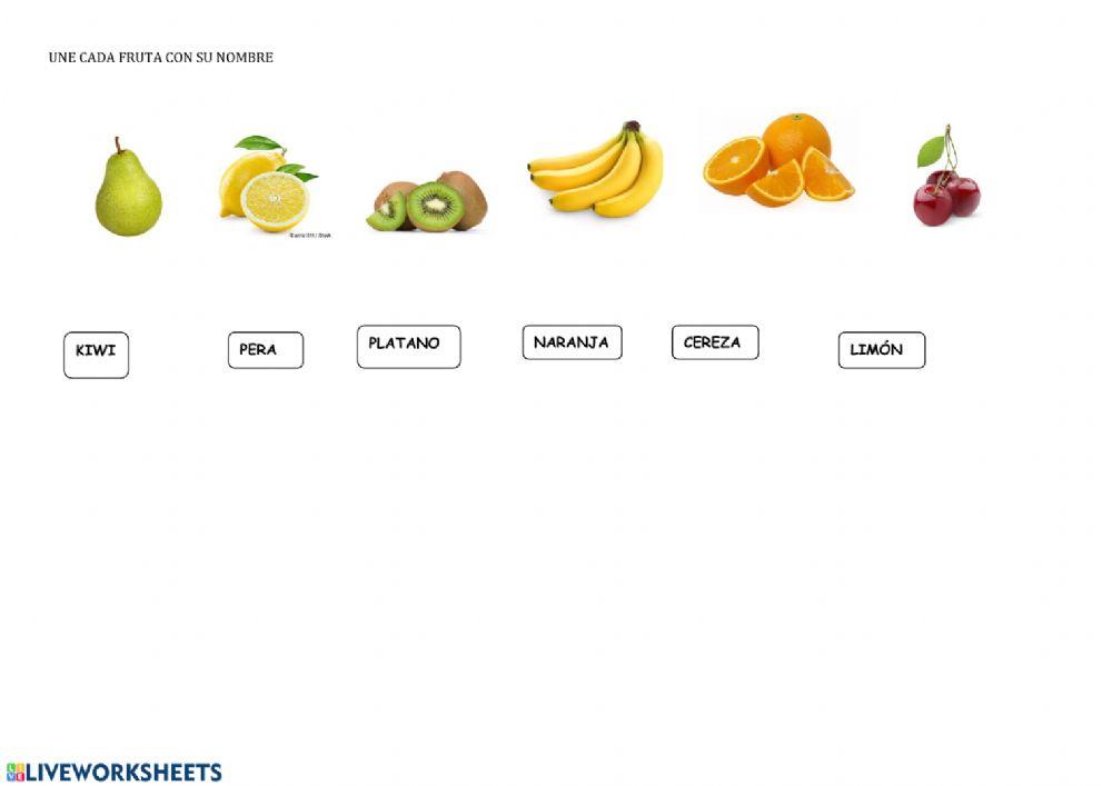 une cada fruta con su nombre