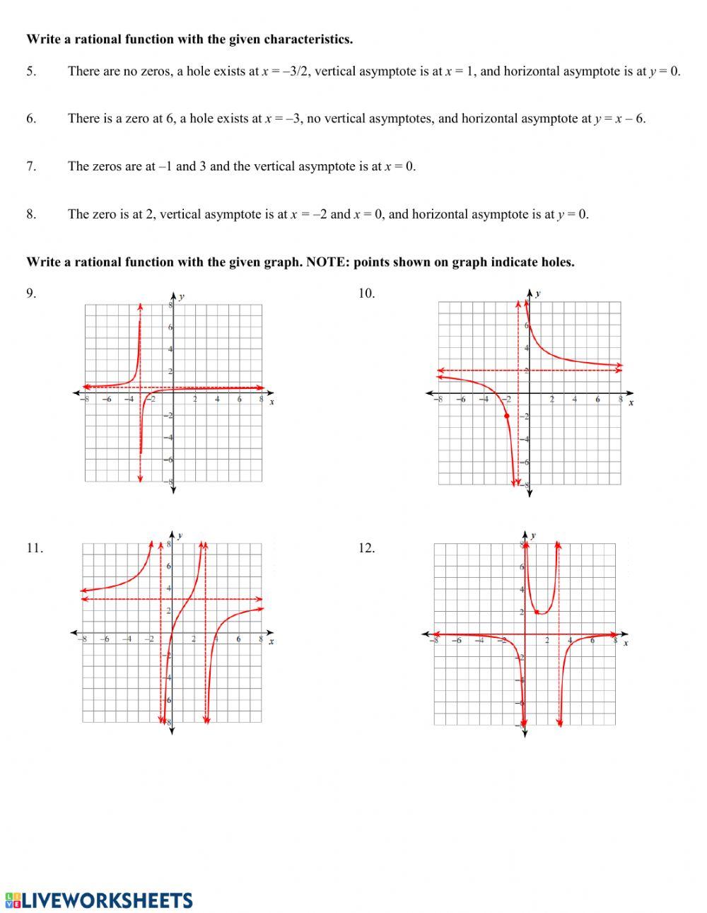 Rational Graph2 worksheet | Live Worksheets