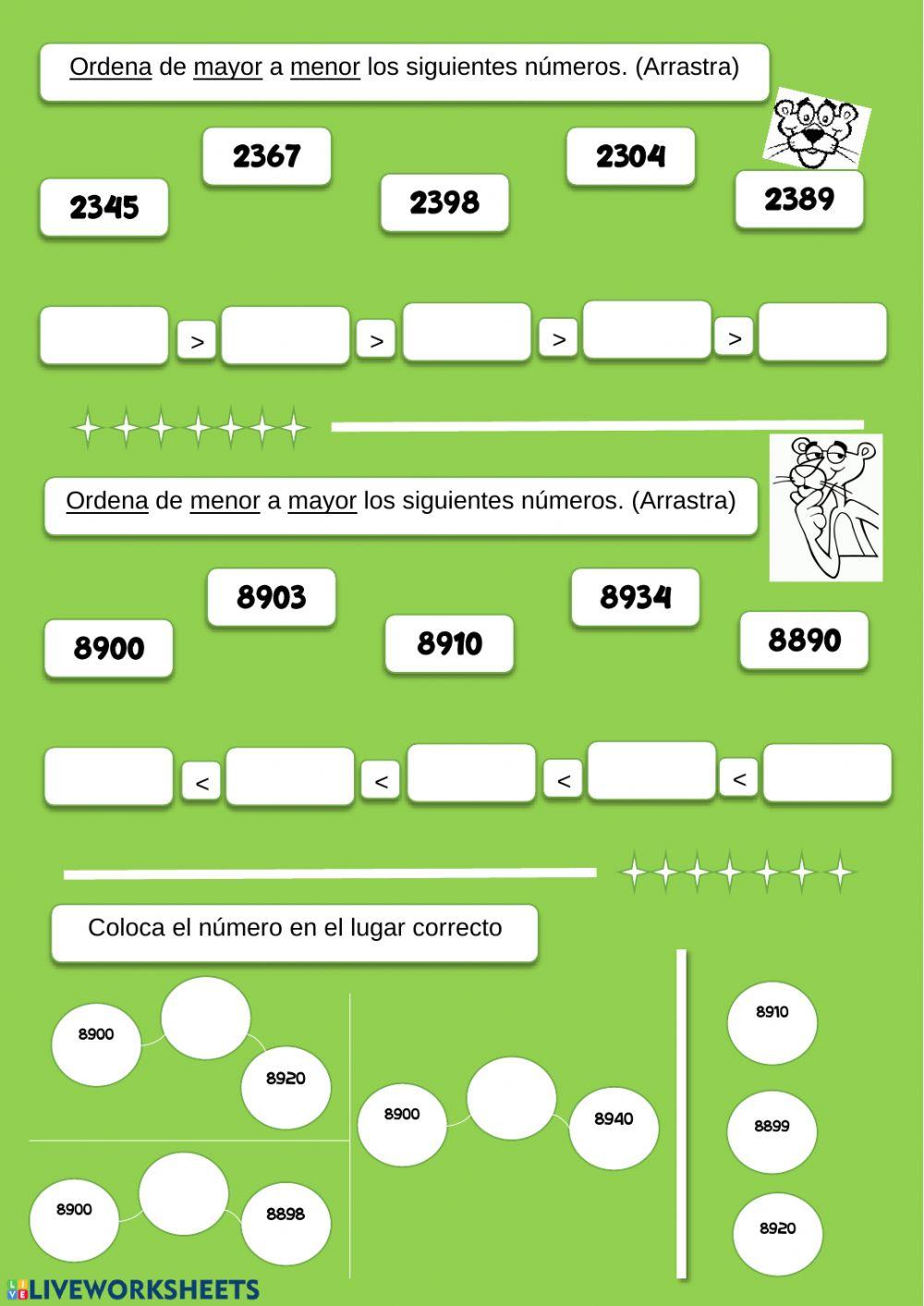 Ordenar números 3º