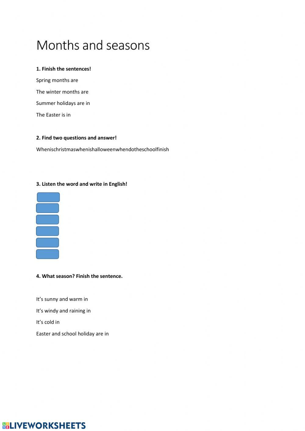 Unit 14 Months and Seasons