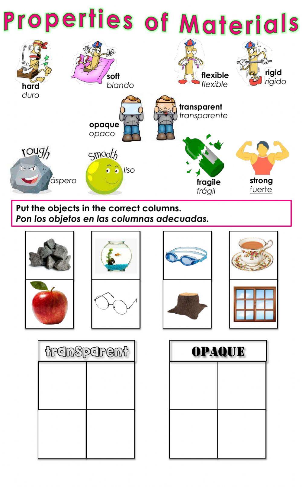 Properties of Materials - Transparent or Opaque?