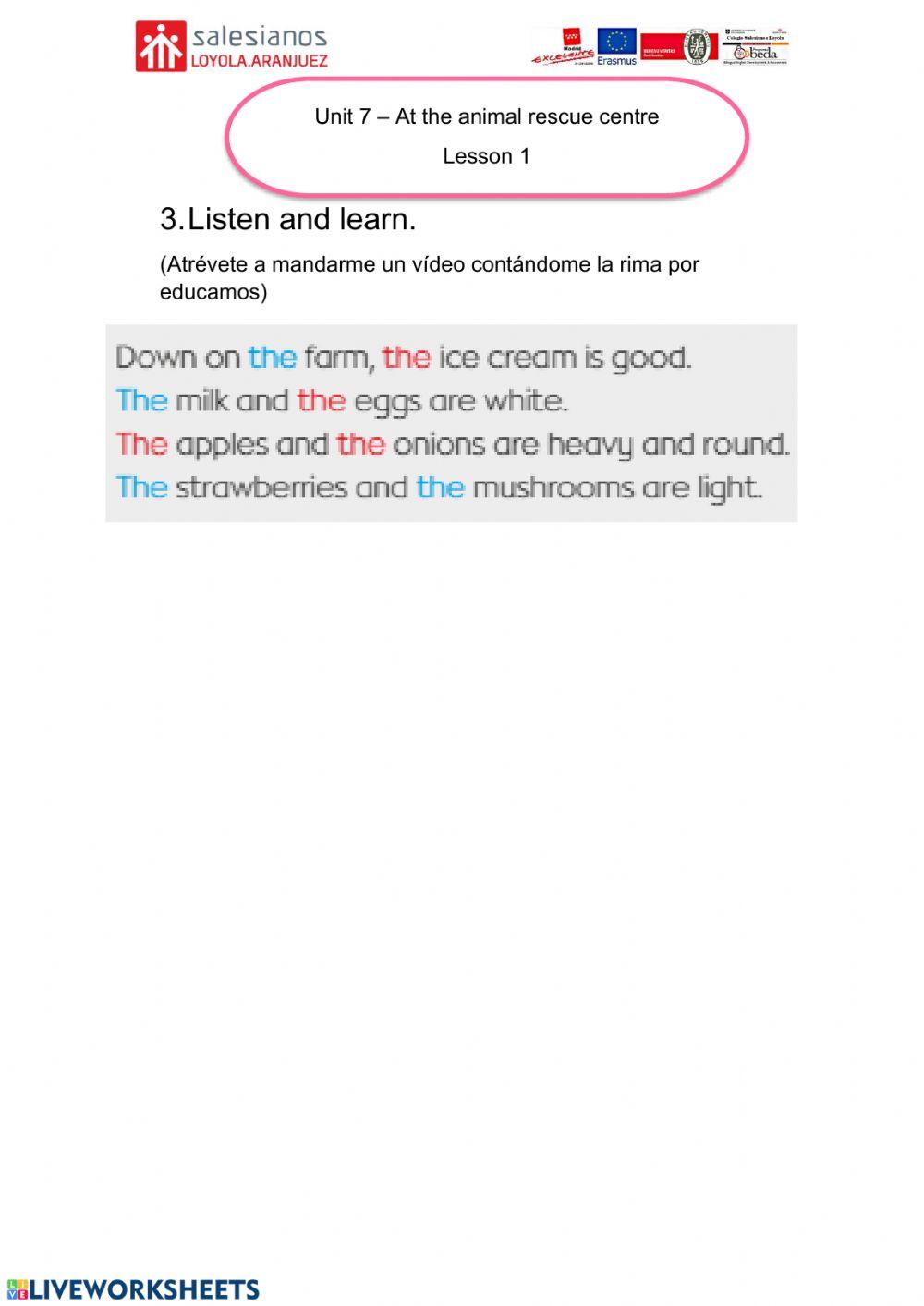 Lesson 1 Unit 7 English 3º