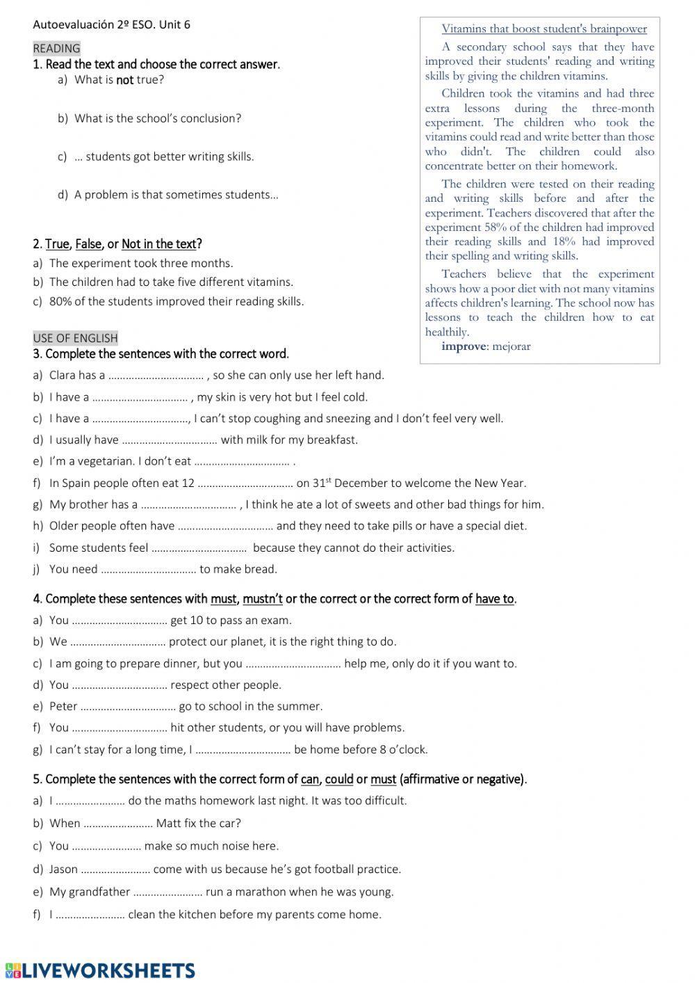 Self-evaluation unit 6 MRE