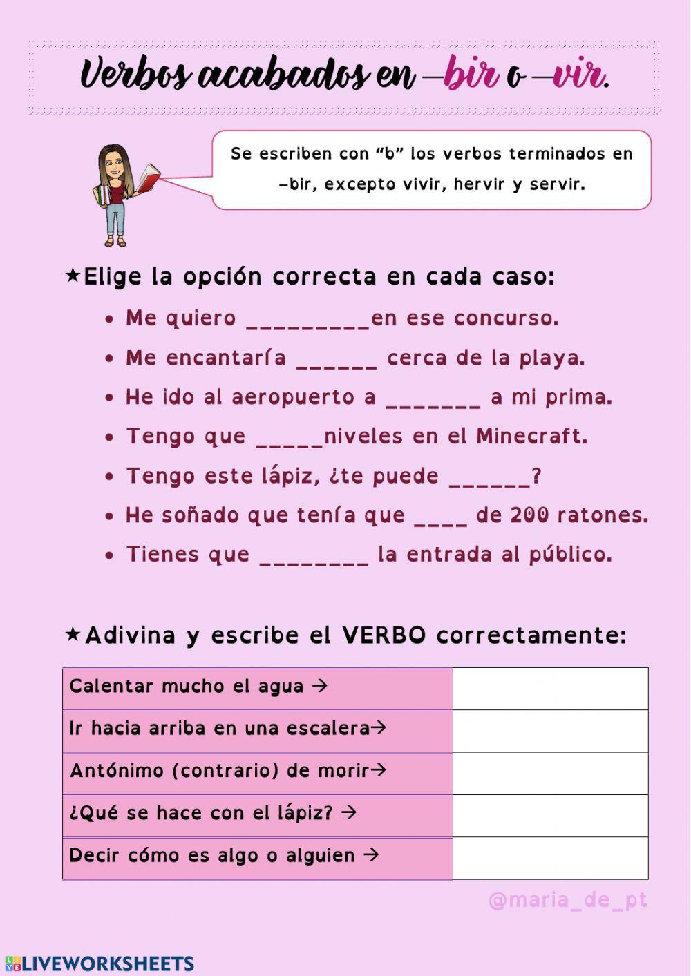 Verbos acabados en -bir y -vir