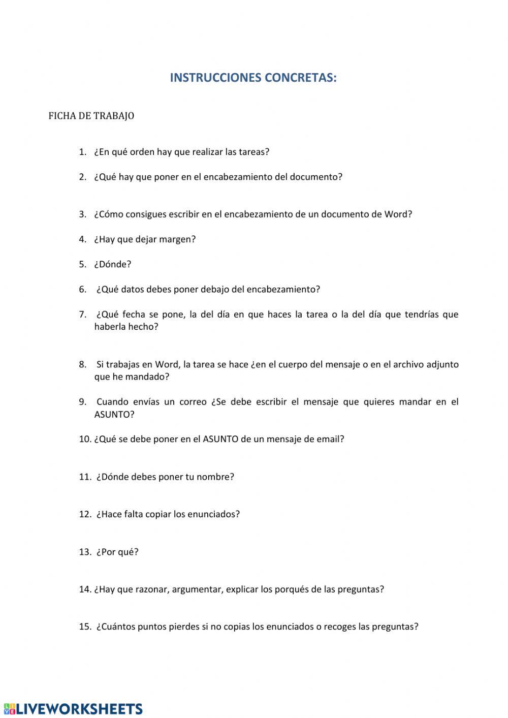 Instrucciones concretas