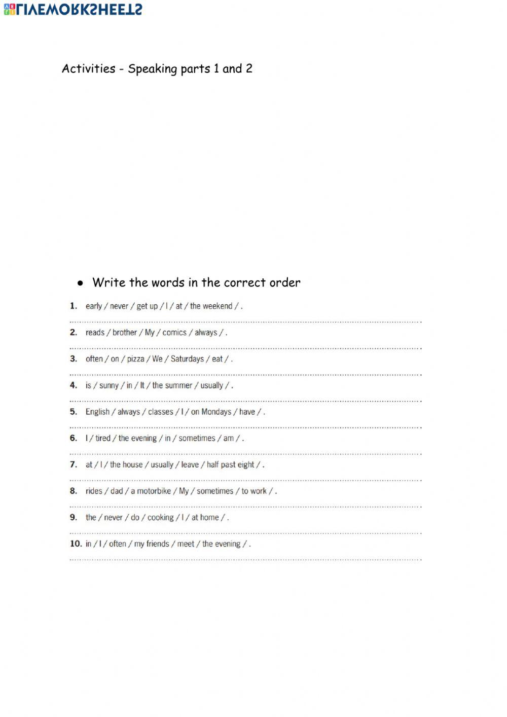 A2 speaking activities online exercise for | Live Worksheets