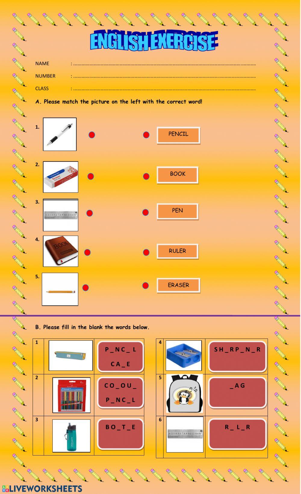 Things in school bag