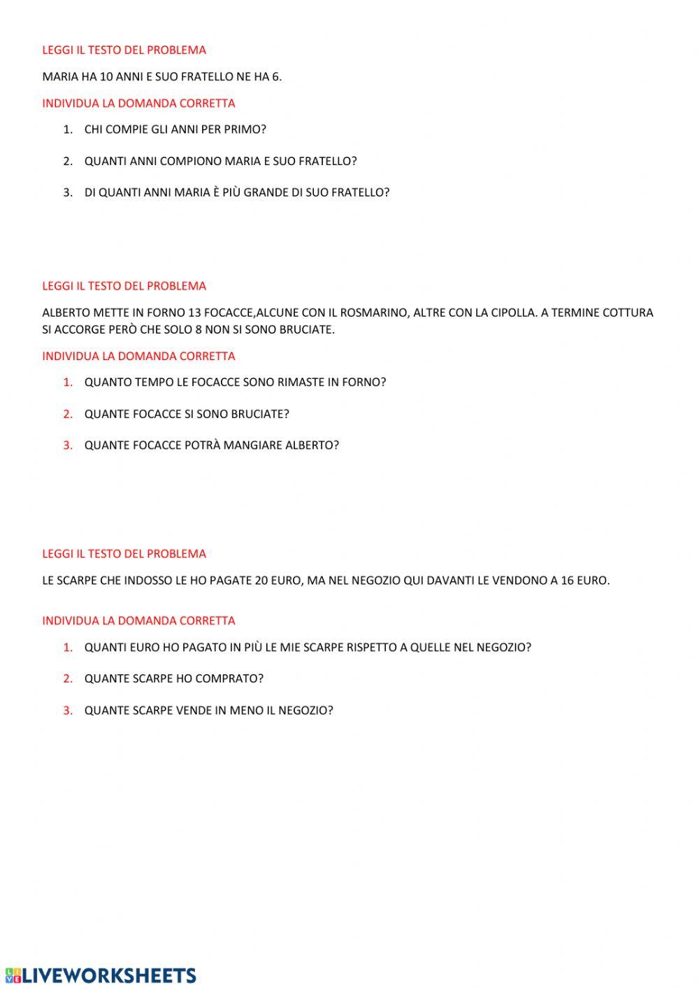 Dal testo alla domanda