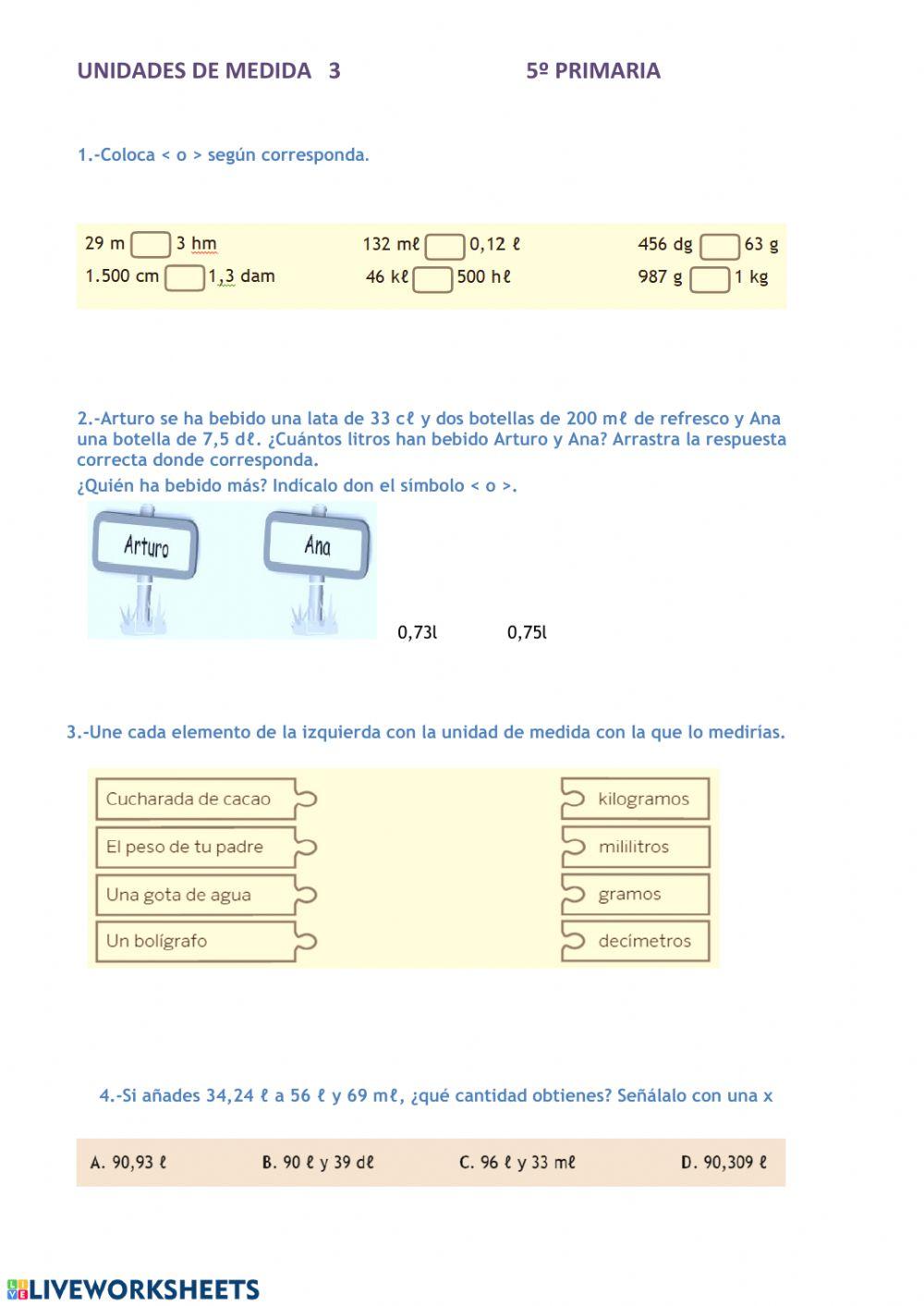 Números decimales EQUIVALENCIAS
