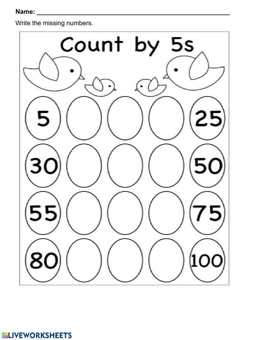 Skip Counting by 5's online exercise for Live Worksheets