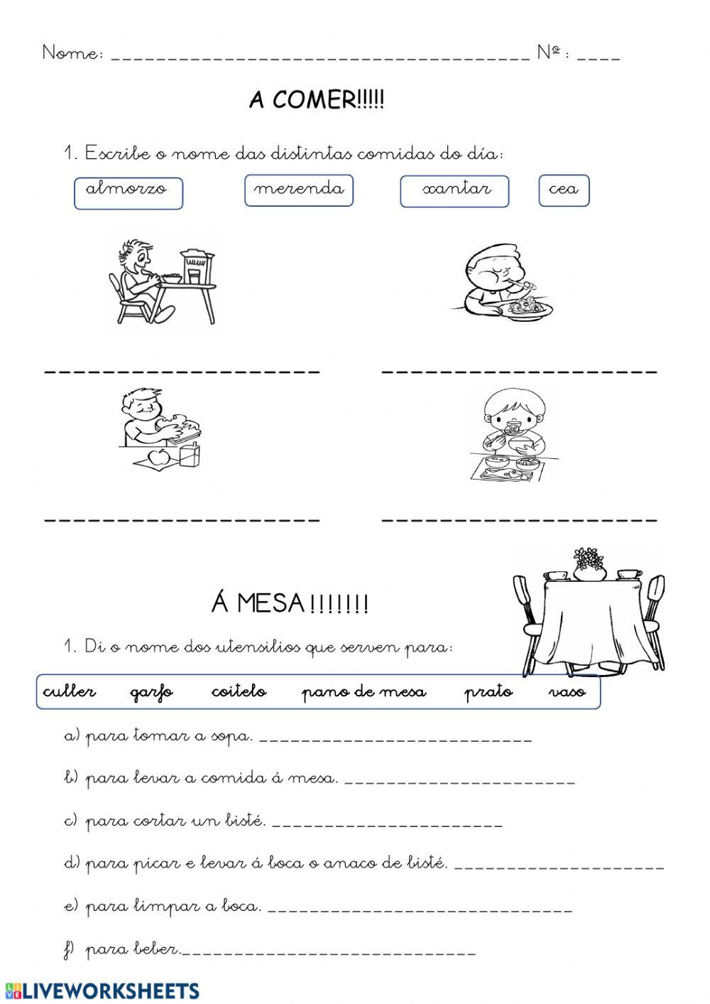 Comidas e utensilios