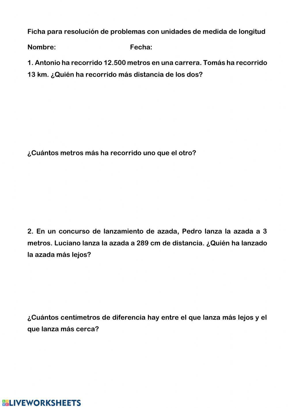 Problemas con unidades de longitud