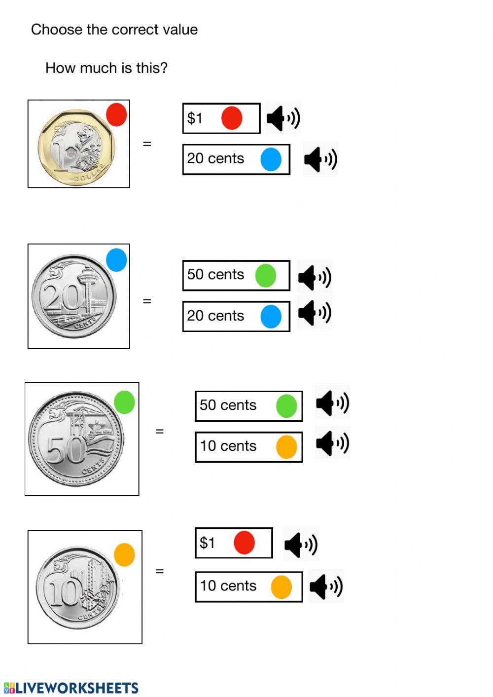 Match coins with colours