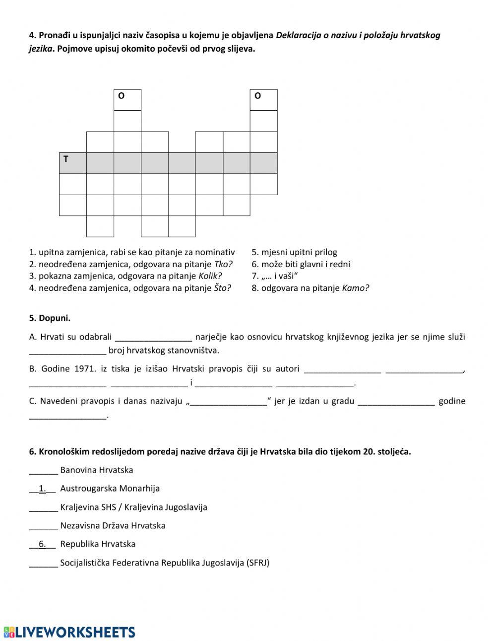 VJEŽBA: povijest hrvatskog jezika u 20. stoljeću