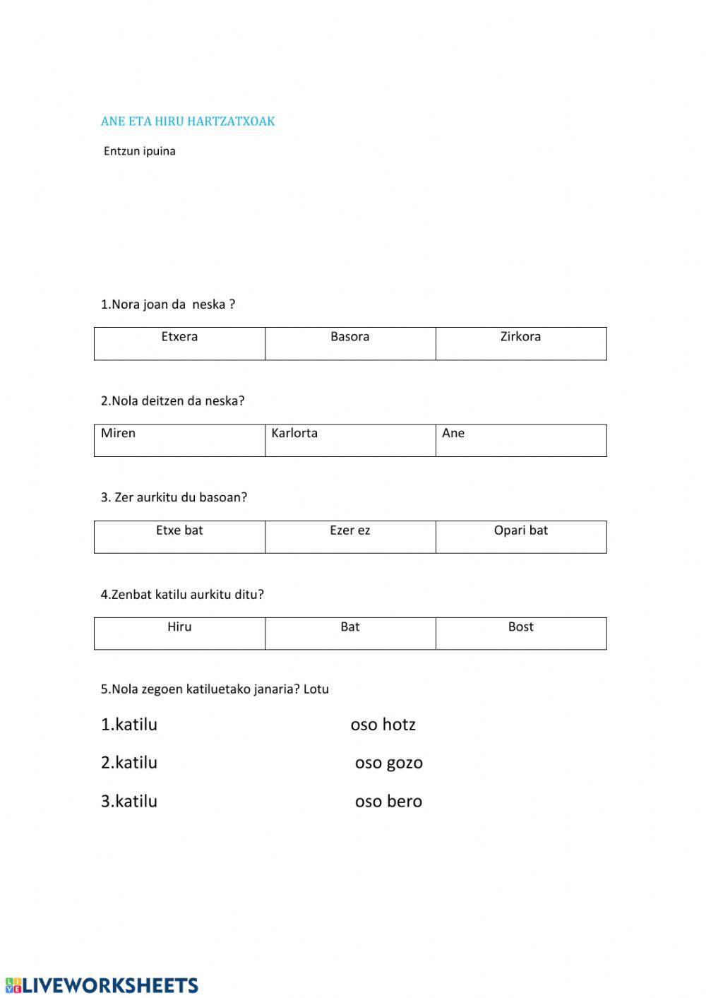 Ane eta hiru hartzatxoak