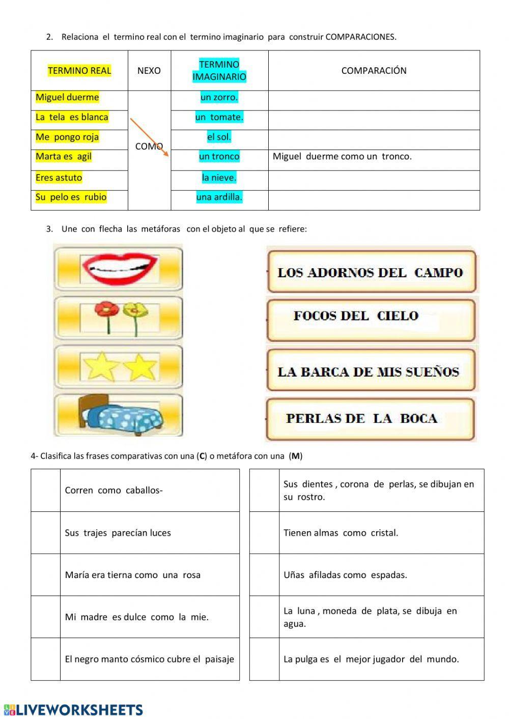 Comparaciones y  metaforas