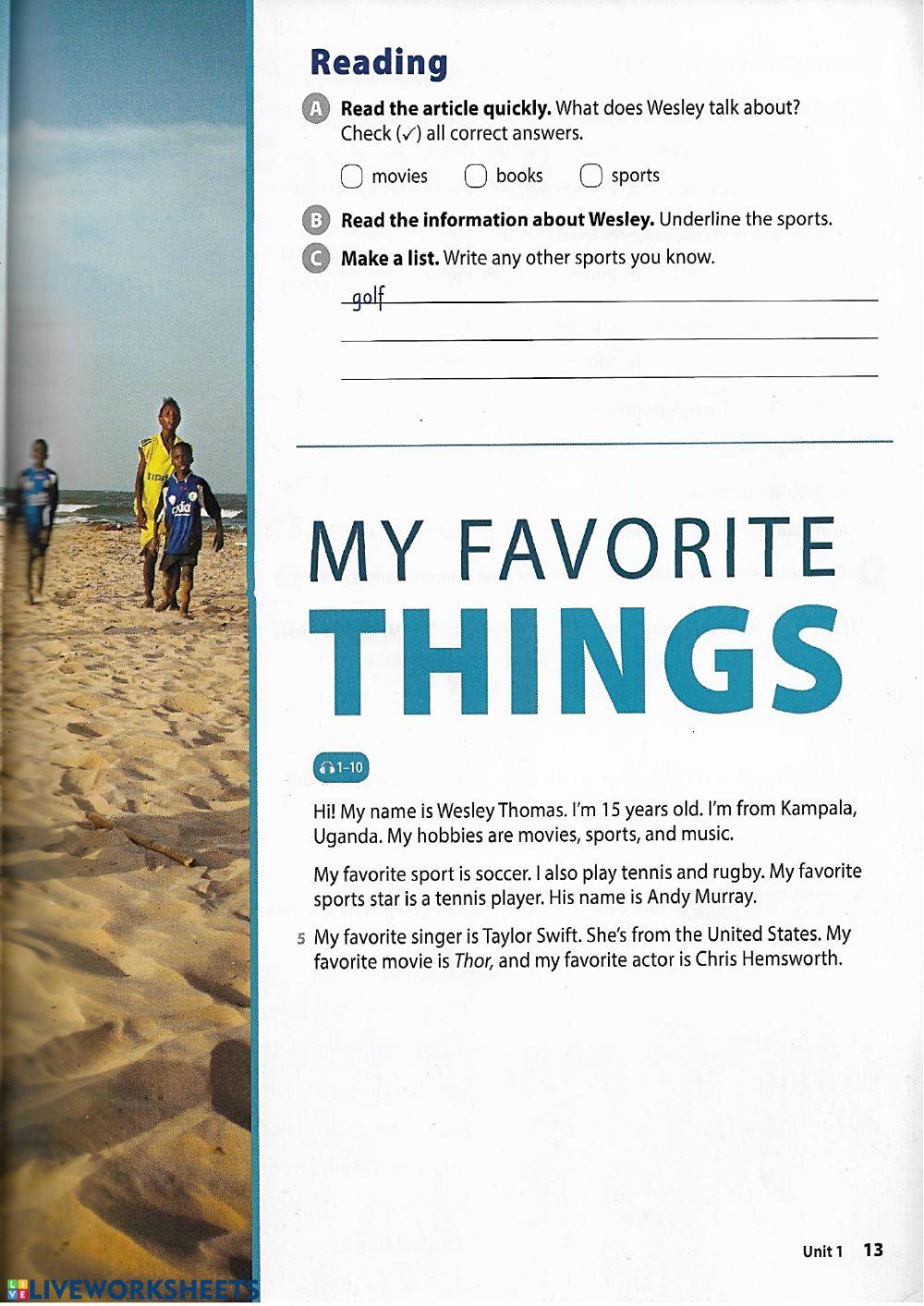 Favourites - Readings