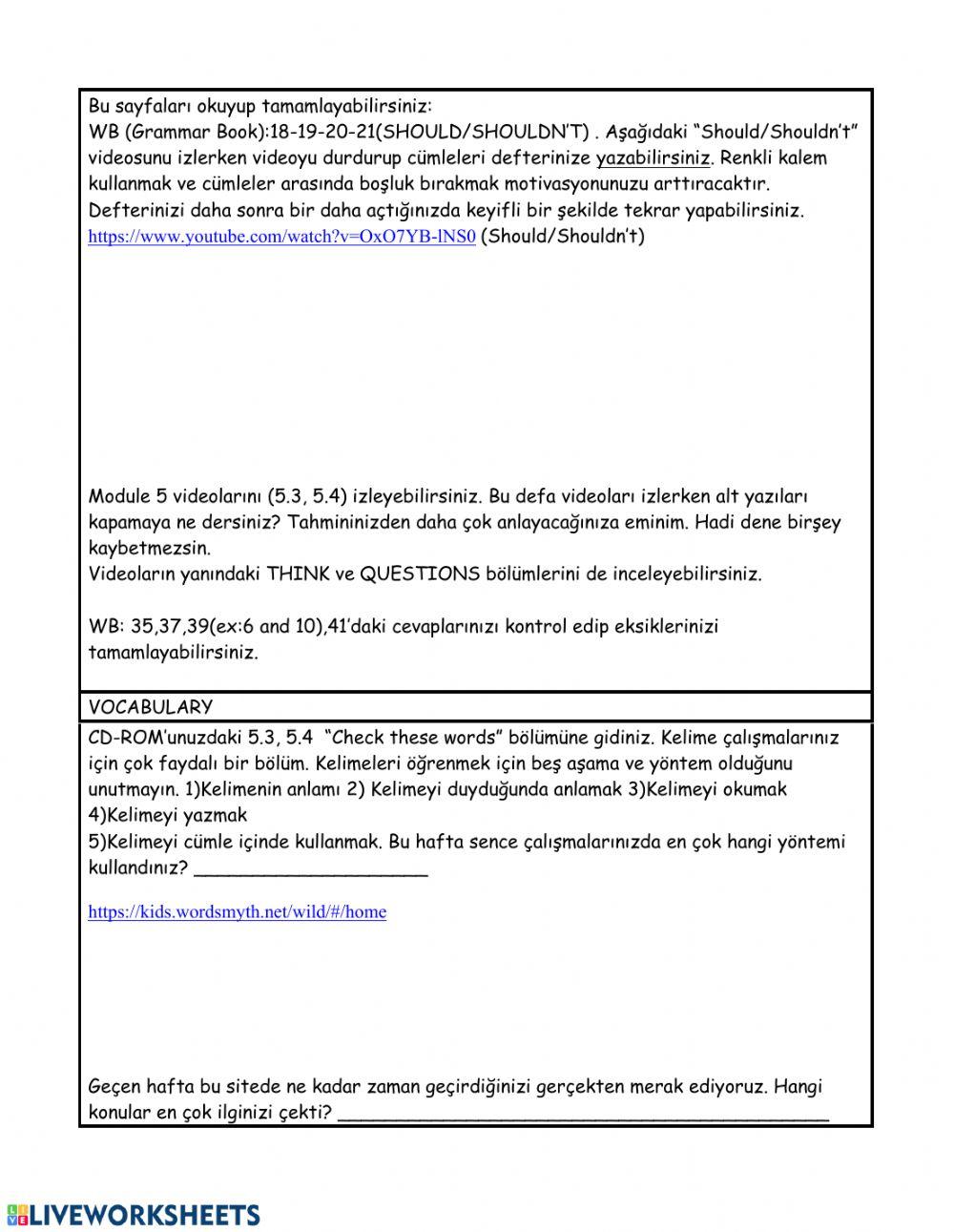 level 5 weekly plan 17