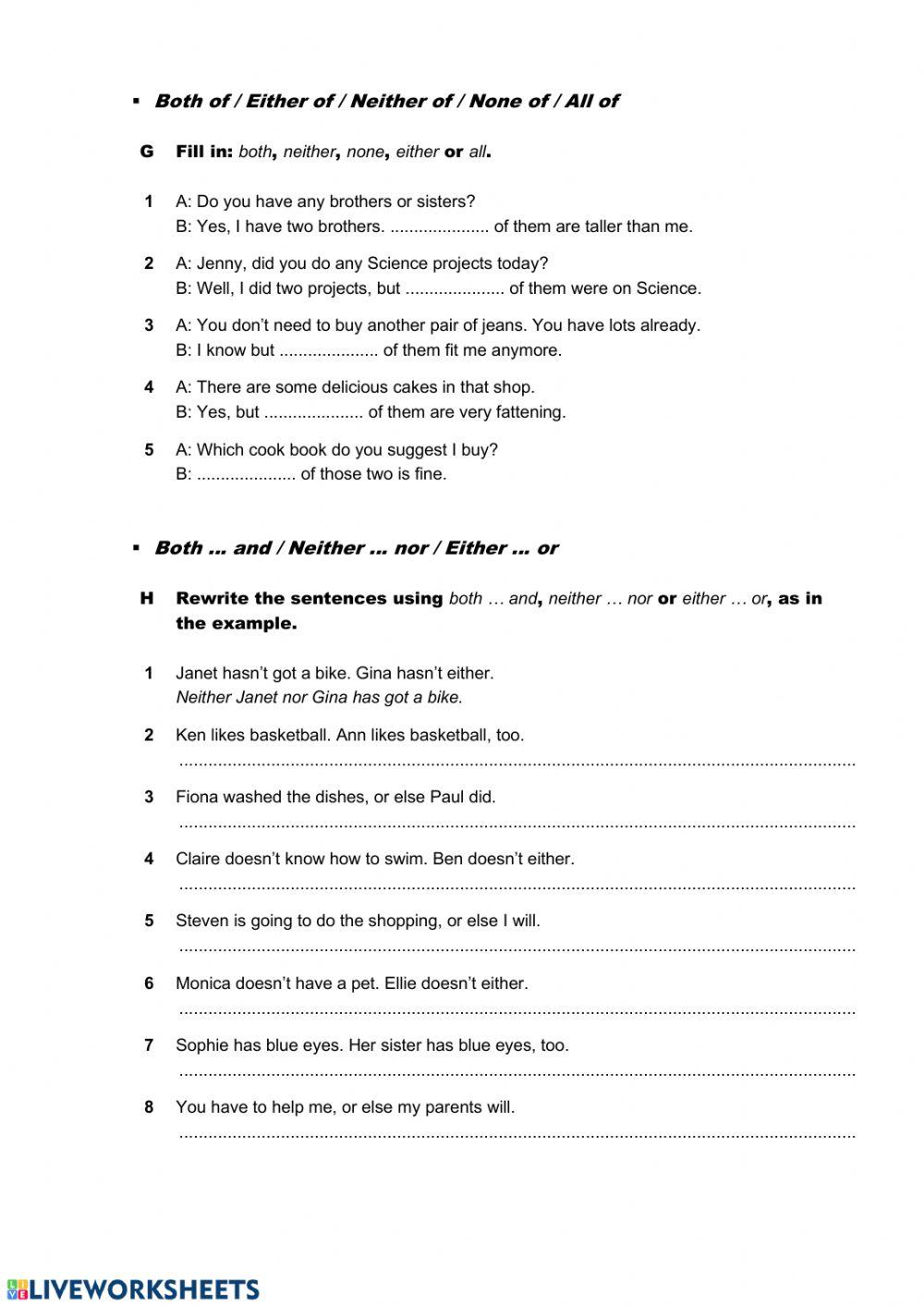 Relative Clauses, both, neither, none