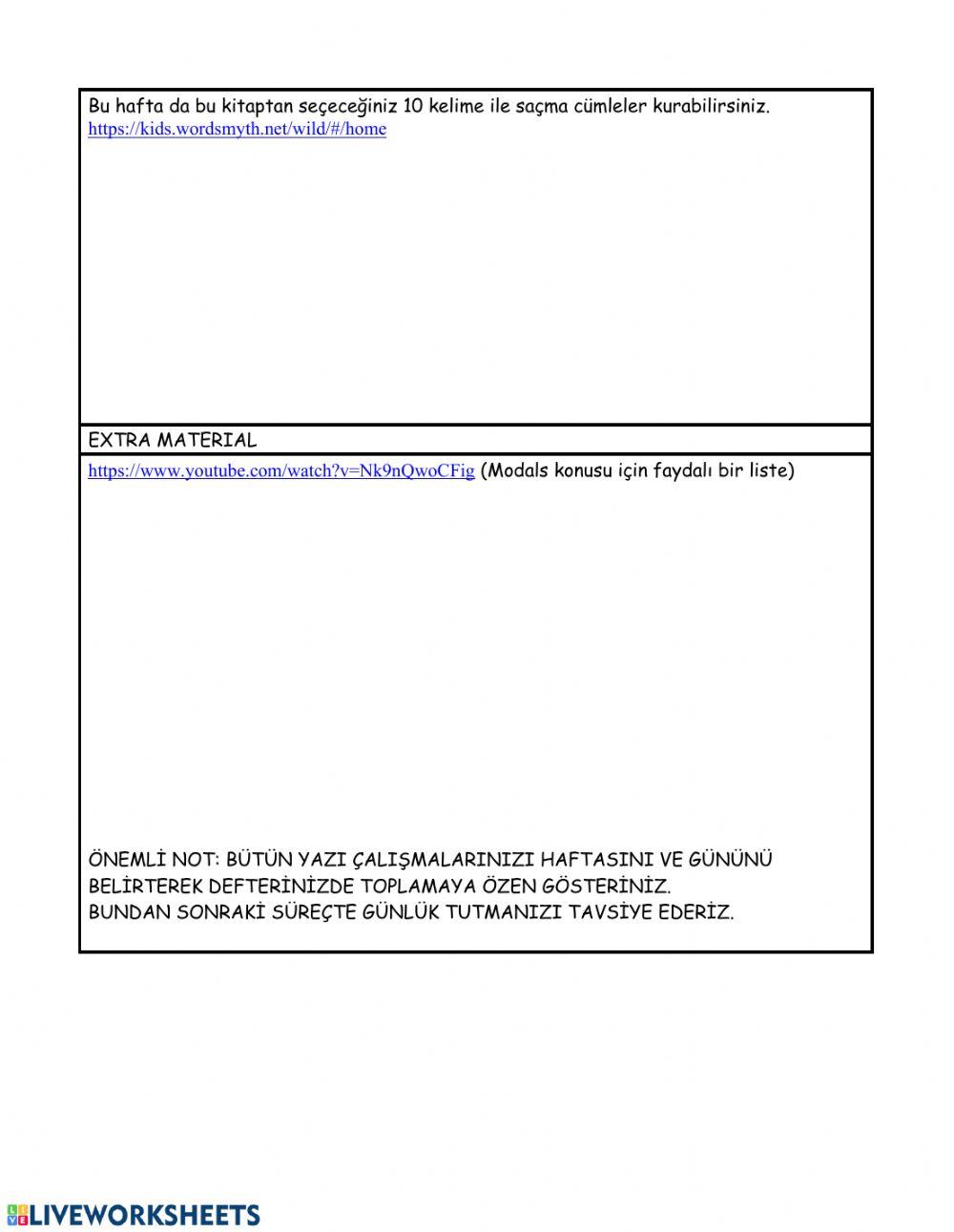 Level 5 weekly plan 21