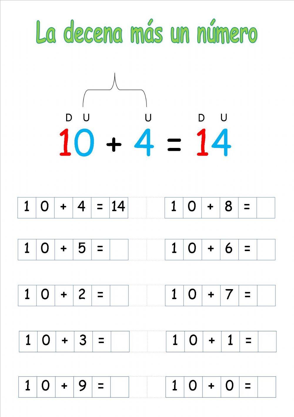 Decena más un número