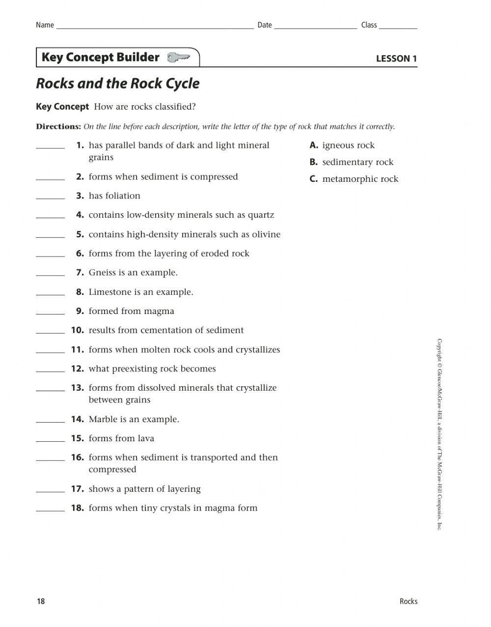 Rocks and the Rock Cycle