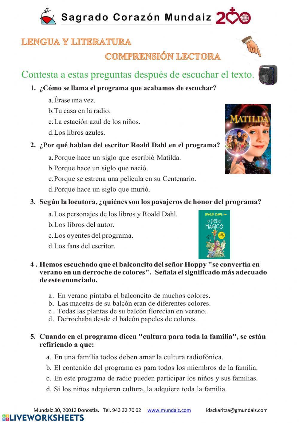 Roald Dhal (Comprensión oral)