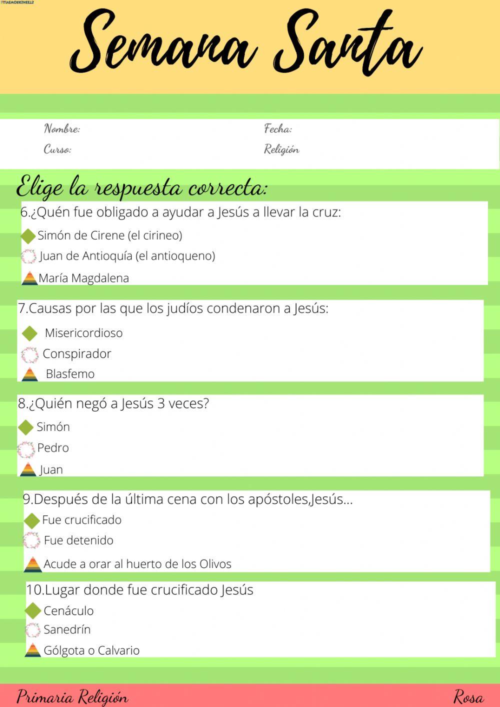 Repaso Unidad Semana Santa