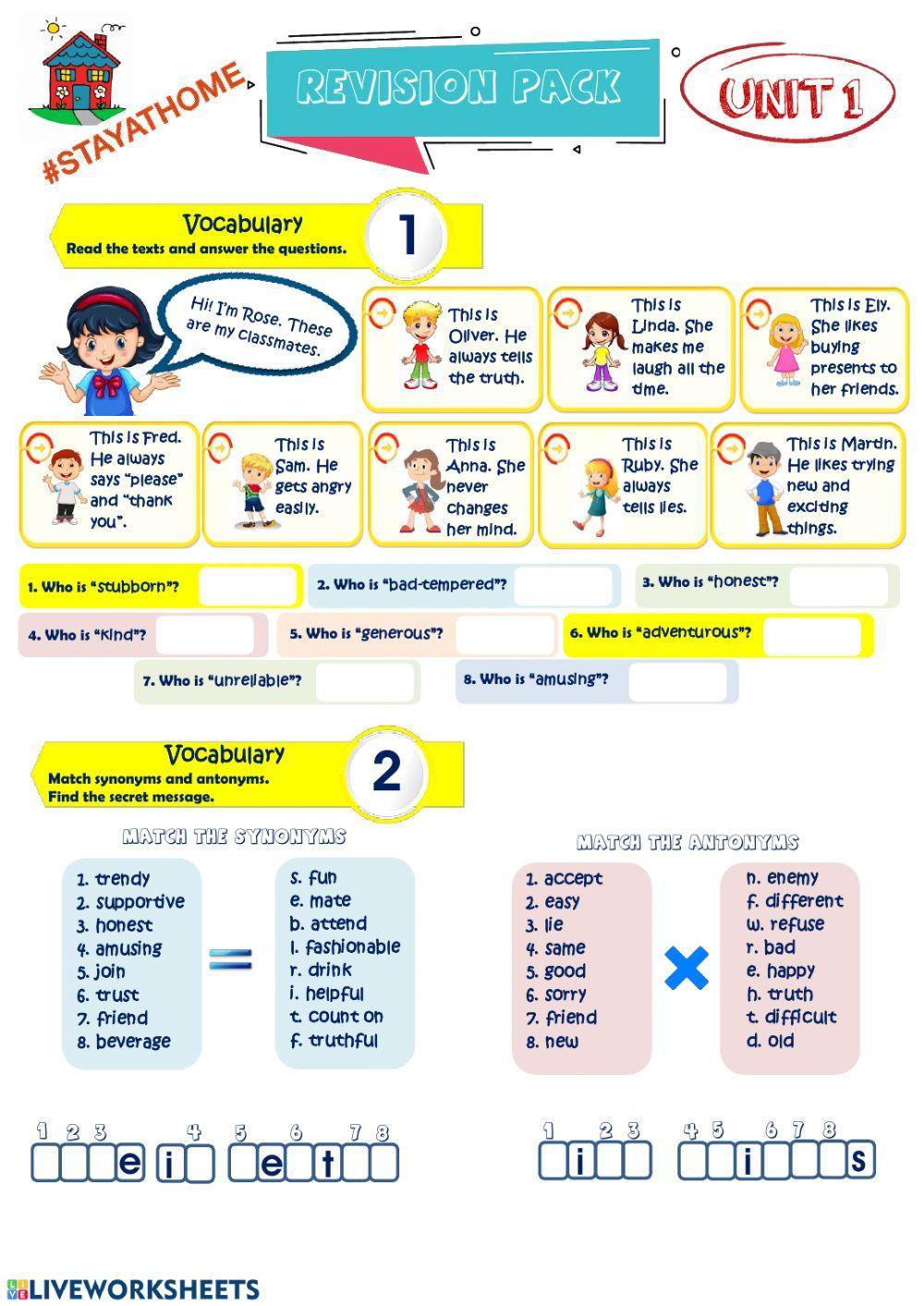 8th Grade - Unit 1 - Friendship