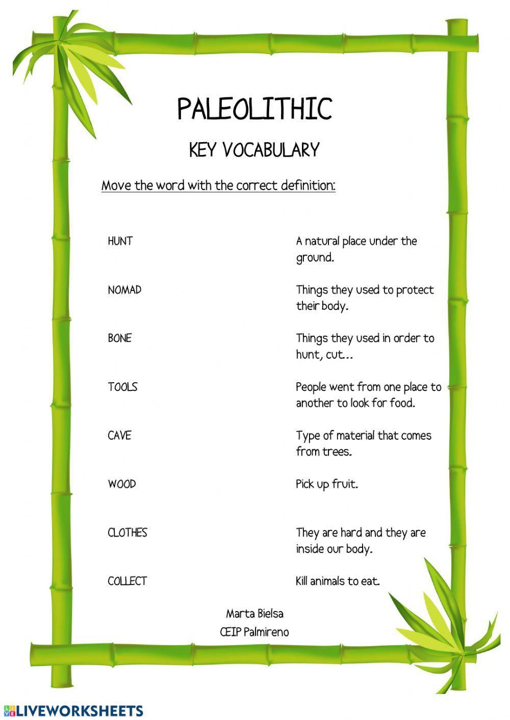 Paleolithic key vocabulary