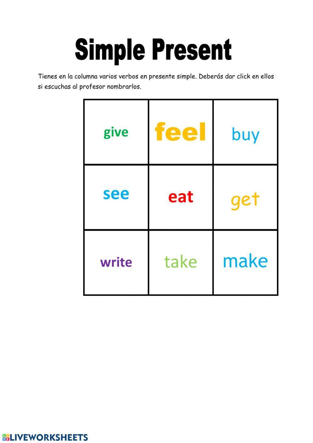 Bingo - Simple Present