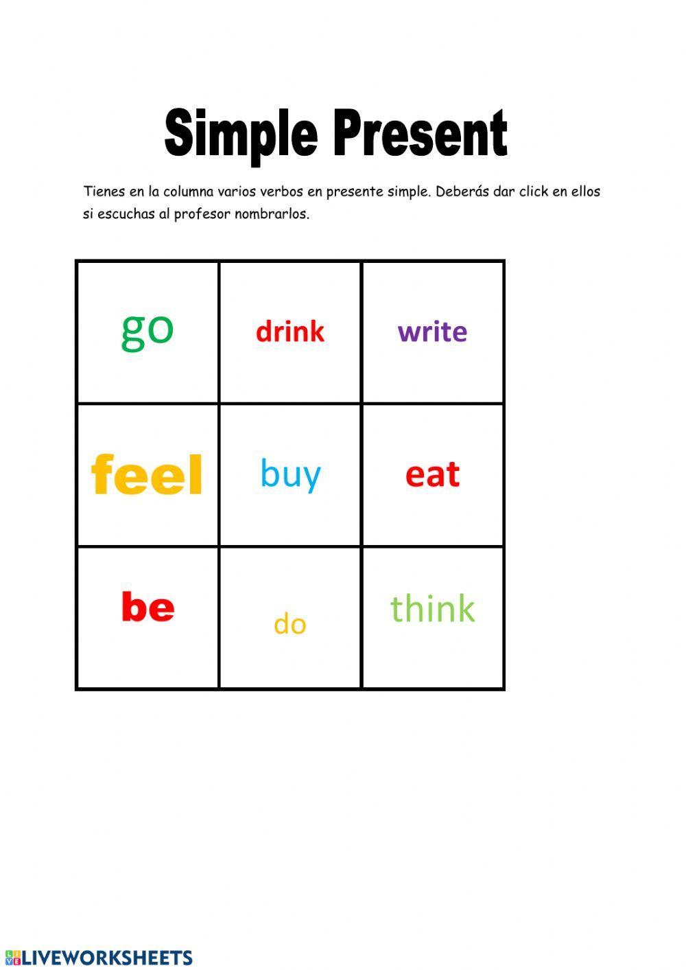 Bingo - Simple Present
