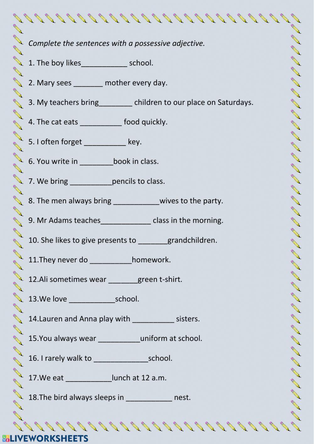 Possessive adjectives
