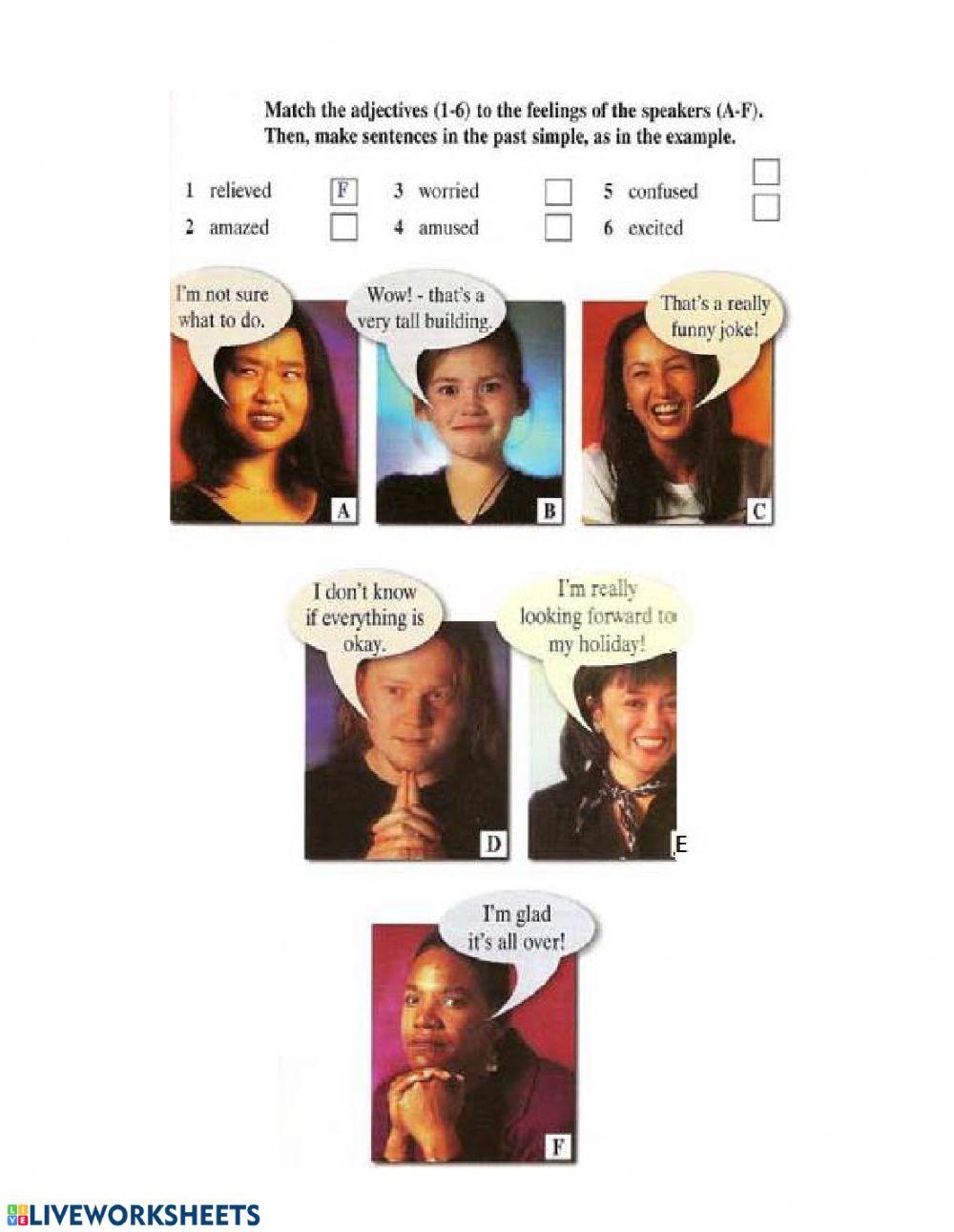 Adjectives to express emotions