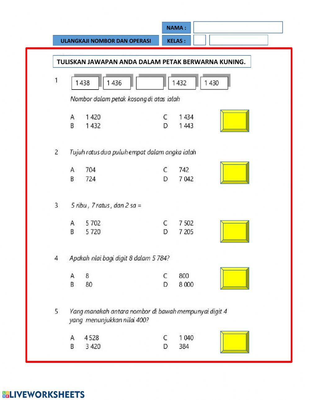 Ulangkaji nombor dan operasi