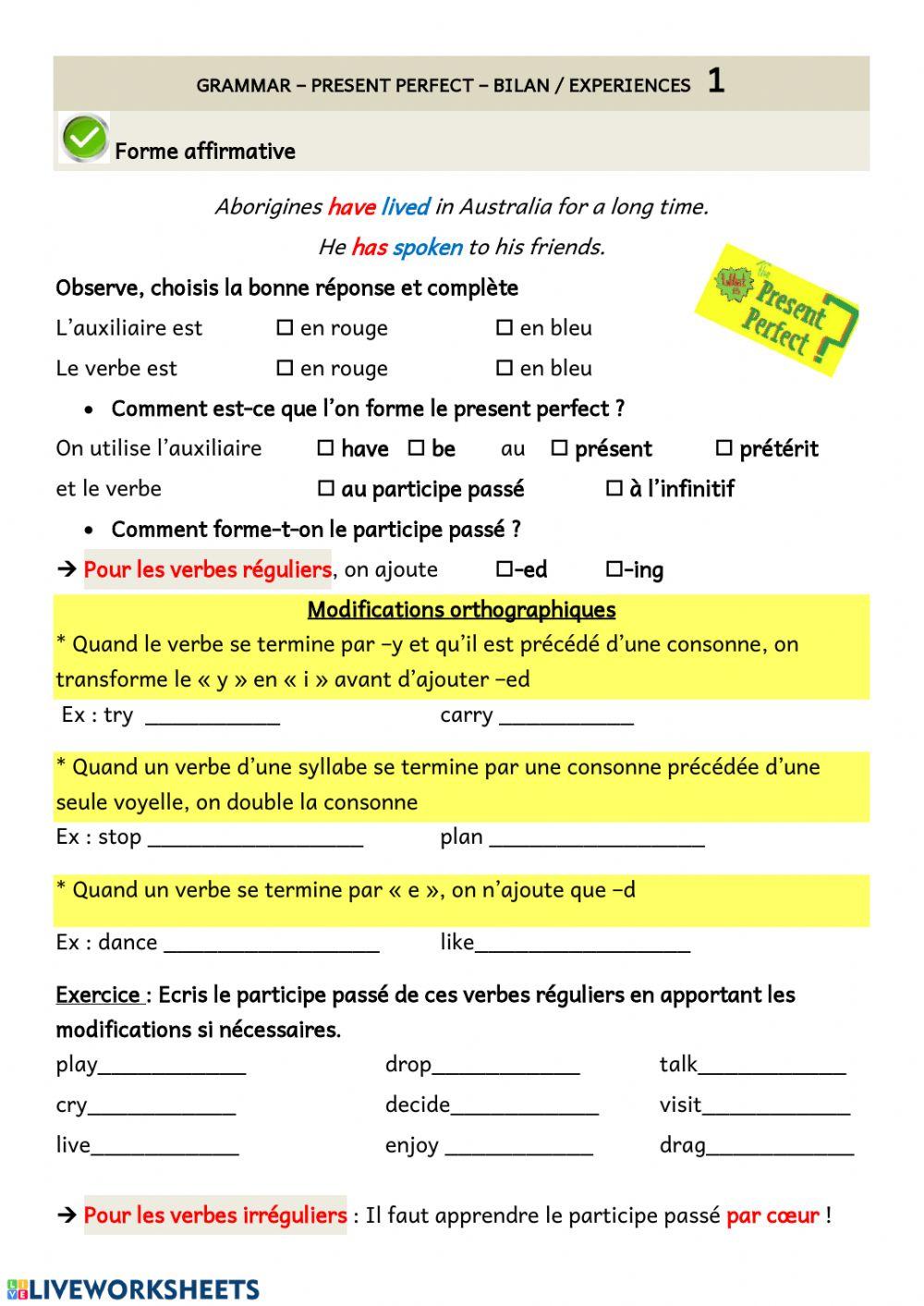 Present perfect - affirmative