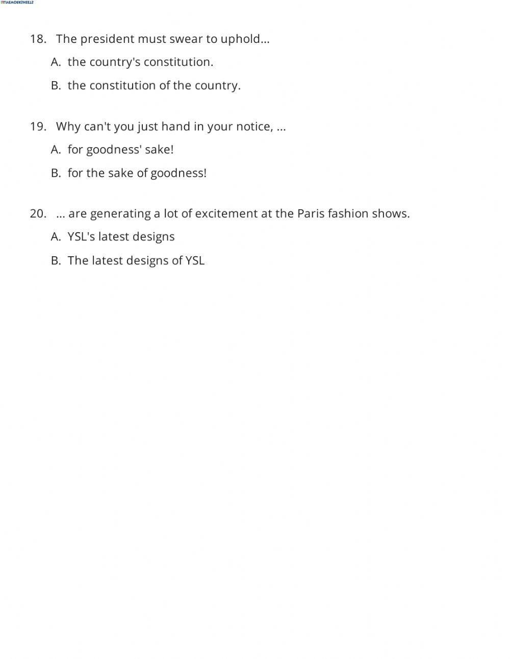 POSSESSIVES with 'S and 'OF'