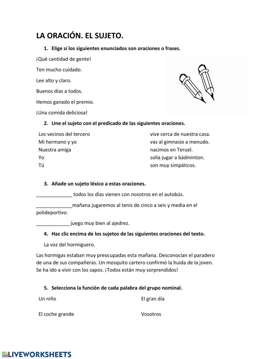 La oración. El sujeto