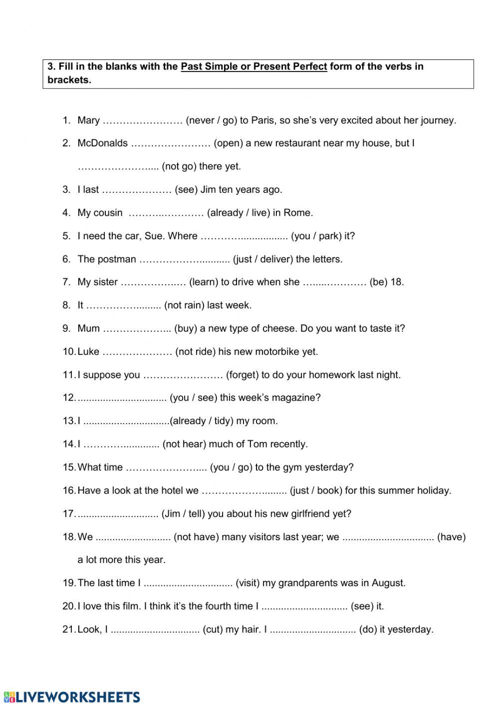 Past Simple and Present Perfect check