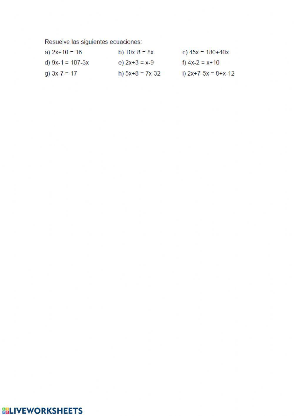Ecuaciones 1º grado