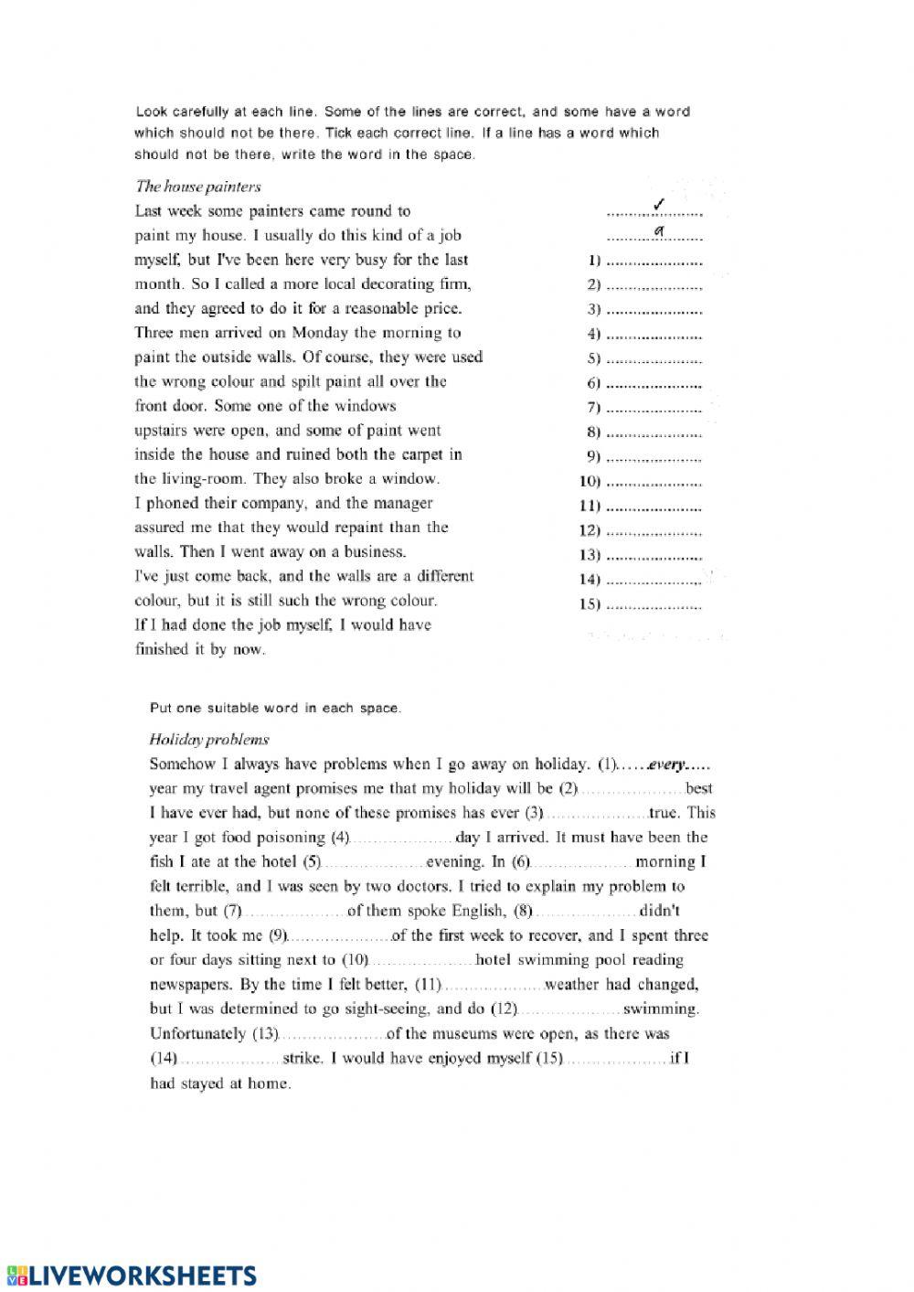 Correct the Mistakes + Open Cloze